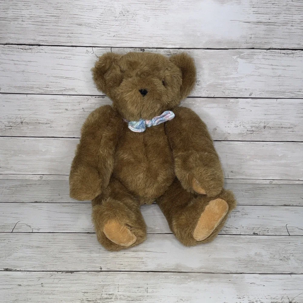 Vermont Teddy Bear Jointed Brown Plush Stuffed Animal Toy Handmade USA
